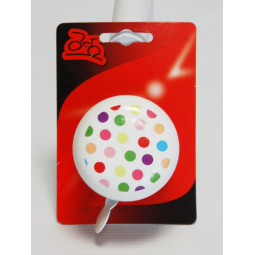 DZWONEK ROWEROWY JET 58MM, BIAŁY W GROSZKI